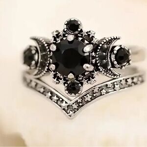 NIB Sun Moon and Stars Black Diamond 💎 Fabulous Ring Set